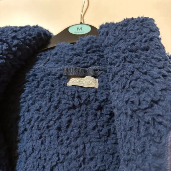 Brand new Sleepdown Navy Borg Dressing Gown Jacket - Picture 3 of 4